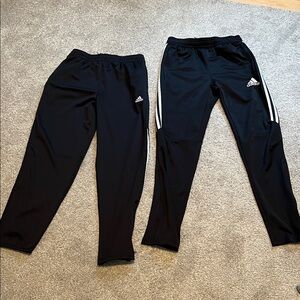 Adidas Kids Black Joggers with White Stripes